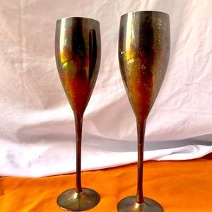 Vintage Brass Champagne Flutes🍾